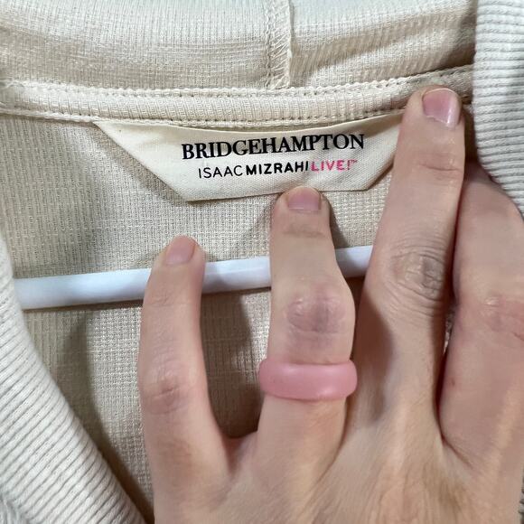 Isaac Mizrahi Live! Bridgehampton Textured Knit Hood Cream-X-Large - Picture 3 of 10